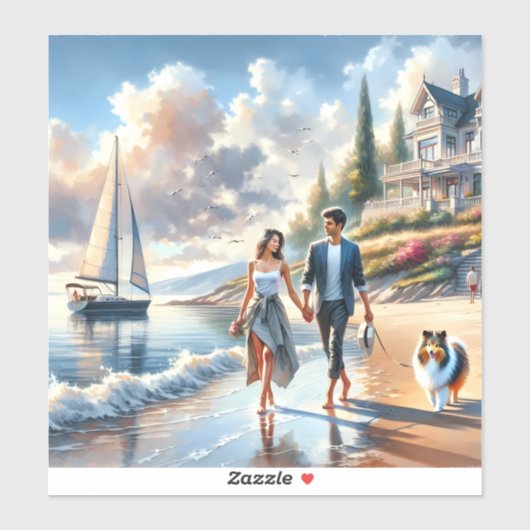 Romantische wandeling bij zonsondergang in een cot sticker (Vel)