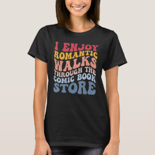 Romantische wandelingen stripboekwinkel Grappige v T-shirt
