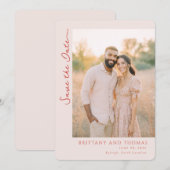 Romantische warme beige foto save the date (Voorkant / Achterkant)