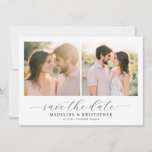 Romantische warme beige fotocollage save the date