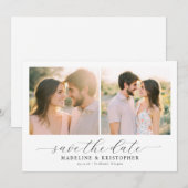 Romantische warme beige fotocollage save the date (Voorkant / Achterkant)
