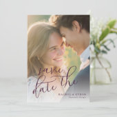 Romantische warme foto save the date (Staand voorkant)