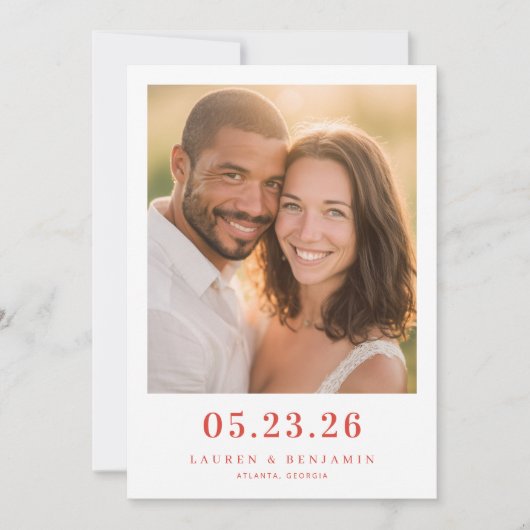 Romantische warme foto save the date (Voorkant)