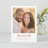 Romantische warme foto save the date (Staand voorkant)