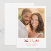 Romantische warme foto save the date (Voorkant / Achterkant)