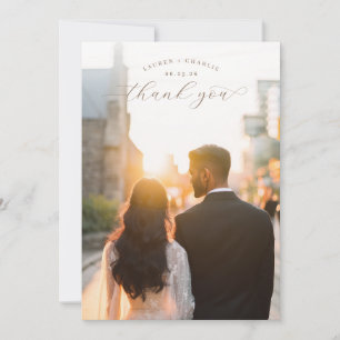 Romantische warme gouden foto bedankkaart
