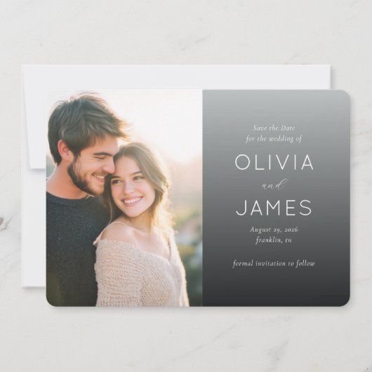 Romantische warme minimalistische foto save the date (Voorkant)