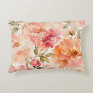 Romantische warme zomer watercolor bloesems accent kussen