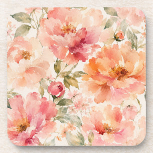 Romantische warme zomer watercolor bloesems bier onderzetter