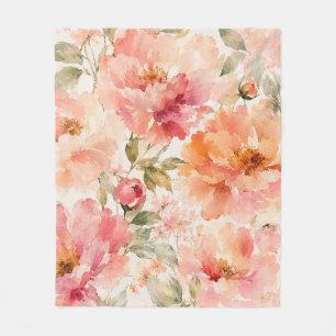 Romantische warme zomer watercolor bloesems fleece deken