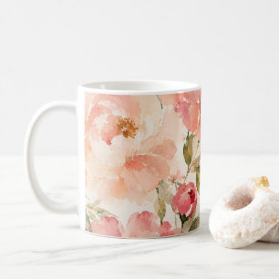 Romantische warme zomer watercolor bloesems koffiemok
