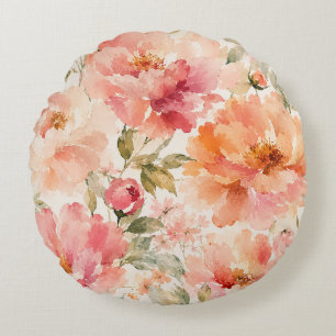 Romantische warme zomer watercolor bloesems rond kussen