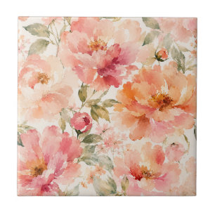 Romantische warme zomer watercolor bloesems tegeltje