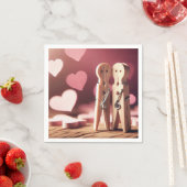 Romantische wasknijper paar met harten servet (Insitu)