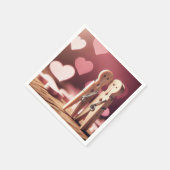 Romantische wasknijper paar met harten servet (Hoek)