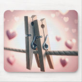 Romantische wasknijpers op waslijn muismat (Voorkant)