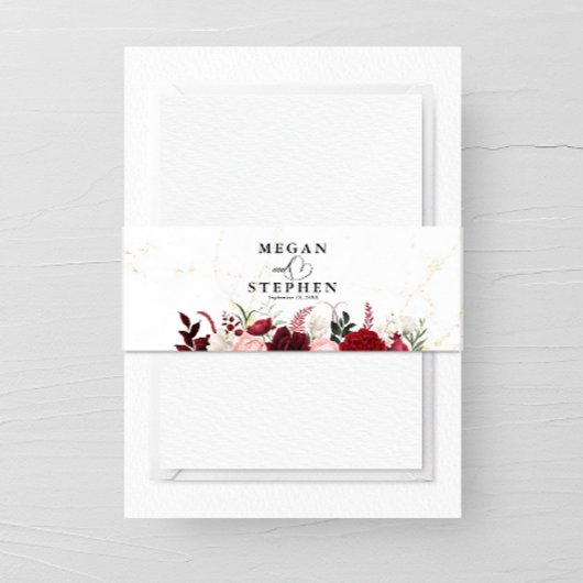 Romantische Water Kleur Bourgondië Floral Chic Bru Uitnodigingen Wikkel