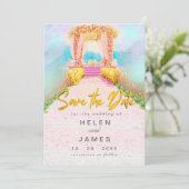 Romantische Watercolor Bloemboog Save the Date  (Staand voorkant)