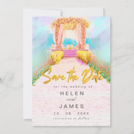 Romantische Watercolor Bloemboog Save the Date 