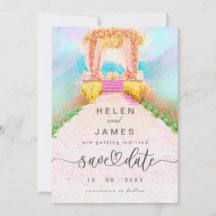 Romantische Watercolor Bloemenboog Save the Date 