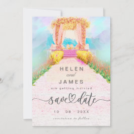 Romantische Watercolor Bloemenboog Save the Date