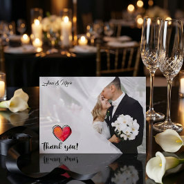 Romantische Watercolor Calligrafie Foto Bruiloft Bedankkaart