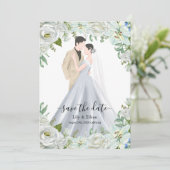 Romantische Watercolor Trouwdag Save The Date (Staand voorkant)