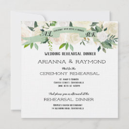 Romantische Watergekleurde Witte Rozen Repetitie Kaart