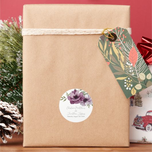 Romantische Waterverf Anemonen Ronde Sticker (Feestdagen)