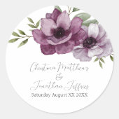 Romantische Waterverf Anemonen Ronde Sticker (Voorkant)