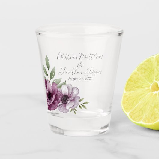 Romantische Waterverf Anemonen Shot Glas (Voorkant)