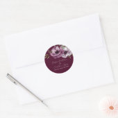 Romantische Waterverf Anemones op Merlot Ronde Sticker (Envelop)
