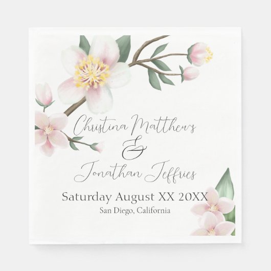 Romantische Waterverf Apple Blossom Servet (Voorkant)