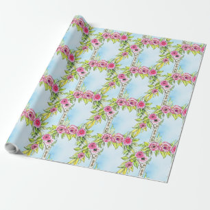 Romantische Waterverf Art Nouveau Roos Vine Cadeaupapier