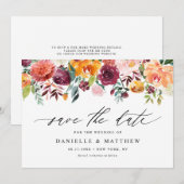 Romantische Waterverf Autumn Blooms Floral QR Code Save The Date (Voorkant / Achterkant)