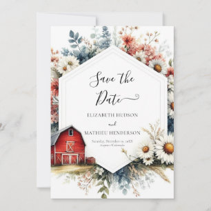 Romantische Waterverf Barnyard Wedding Save The Date