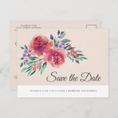 Romantische Waterverf Bewaar de datum Aankondigingskaart (Voorkant / Achterkant)