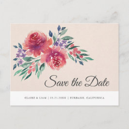 Romantische Waterverf Bewaar de datum Aankondigingskaart