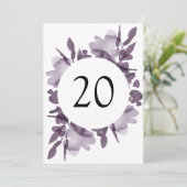 Romantische Waterverf Bloem Amethyst Trouwtafel (Staand voorkant)