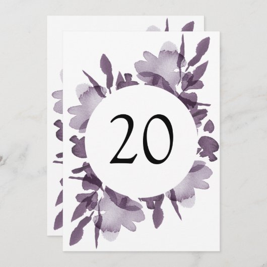 Romantische Waterverf Bloem Amethyst Trouwtafel (Voorkant / Achterkant)