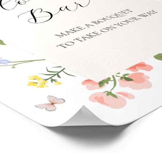 Romantische Waterverf Bloem Boeket Bar Teken Poster (Hoek)