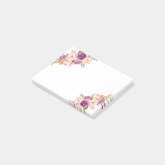 Romantische Waterverf Bloem, bohemisch Post-it® Notes (Schuin)