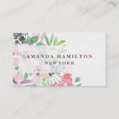 Romantische Waterverf Bloem Bouquet Visitekaartje (Voorkant)