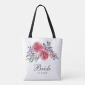 Romantische waterverf bloem bruid tote bag (Achterkant)