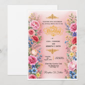 Romantische Waterverf Bloem Bruiloftsinvatie Save The Date (Voorkant / Achterkant)