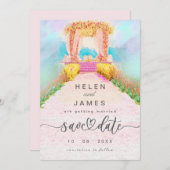Romantische Waterverf Bloemboog Save the Date  (Voorkant / Achterkant)