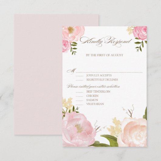 Romantische Waterverf bloemen Bindend RSVP III (Voorkant / Achterkant)