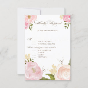 Romantische Waterverf bloemen Bindend RSVP III Kaartje