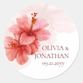 Romantische Waterverf bloemen bruiloft Ronde Sticker (Voorkant)