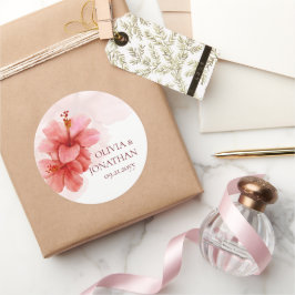 Romantische Waterverf bloemen bruiloft Ronde Sticker